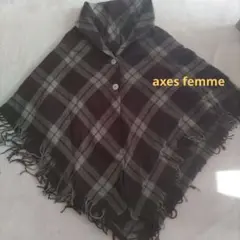 チェック柄 ポンチョ ブラウン