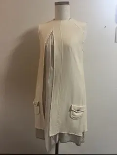 courreges paris クレージュ　 ノースリーブクリーム色ワンピース