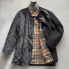 美品【ノバチェック】バーバリーロンドン　キルティングジャケットL ダークネイビー