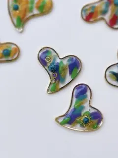 NO.2999 パープル系大人カラー ハート型ピアス ターコイズストーン