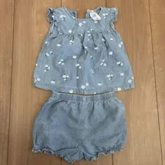 花柄トップスとショートパンツ 9ヶ月用 80cm