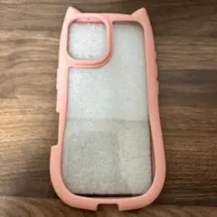 iPhone16ケース　猫耳　ネコミミ　背面クリア　ピンク