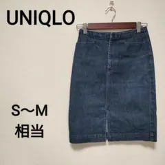 UNIQLO S〜M相当　膝丈デニムスカート　2048