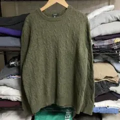 アメリカ古着J.Crew オリーブグリーン ケーブルニットセーター　L表記