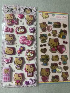 日焼けキティ　ぷっくりシール　キラキララインストーンシール