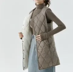 裏起毛ダウンベスト　レディース　カーキ