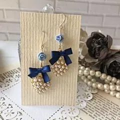 ☆304❤️ ハート　リボン　パール　薔薇　ピアス　イヤリング　ハンドメイド