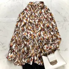 極美品 トゥモローランドコレクション フラワーチェーンプリント ボウタイブラウス