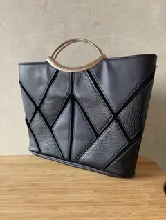 幾何学模様 ブラック トートバッグ