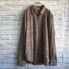 H&M レオパード柄 長袖シャツ ブラウス ベージュ系42 大きい