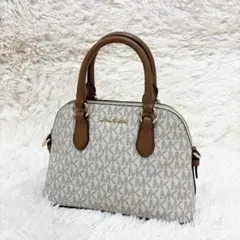 美品 マイケルコース ハンドバッグ レザー PVC ホワイト 総柄