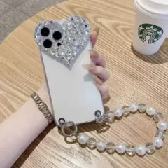 韓国デザイン♡キラキラ　ハート　クリアケース　iphoneケース　ストラップ付