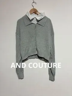 AND COUTURE シャツレイヤード風ケーブルカーディガンのサムネイル