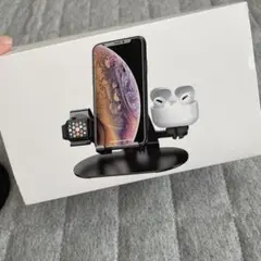 3in1アルミニウム合金スマホ充電スタンド　ブラック