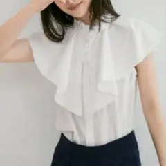 TARA JARMON タラジャーモン 白ブラウス レース フリル袖 半袖 上品 