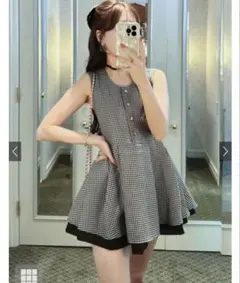 GRL 千鳥柄配色ペプラムトップス[ta159]