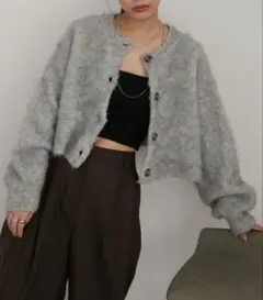 Aunt Marie's 【前後２WAY】ミックスブークレニットカーディガン