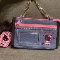 【新品】ハローキティ デニム　ペンケース　マルチポーチ ブラック ギャルキティ