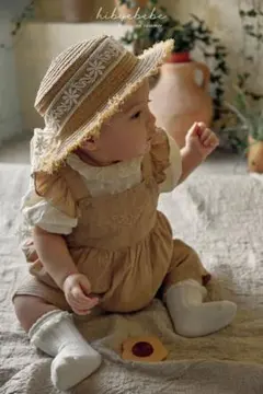 韓国子供服　フラワーサロペット