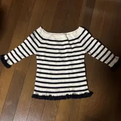 REDYAZEL ストライプ フリル裾 五分袖