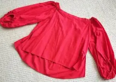 カットソー　ブラウス　　レディース　ブラウス　赤色　M