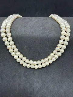 【ヴィンテージ】 2連 パールネックレス SILVER 刻印 レトロ