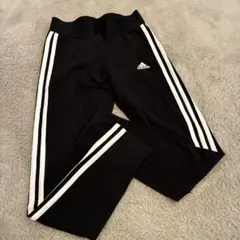 adidas アディダス　ブラック ストライプ レギンス