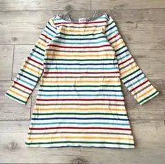 miki house カラフルボーダー 長袖ワンピース 110