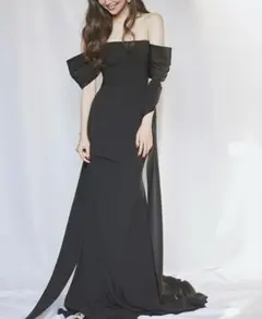 前撮りドレス　ブラックドレス　シアー　二次会ドレス　結婚式