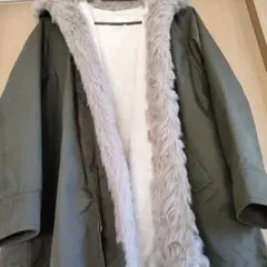 earth フェイクファー内張りモッズコート