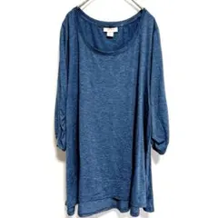 Style＆co スタイルアンドコー 七分袖カットソー XL チュニック ブルー