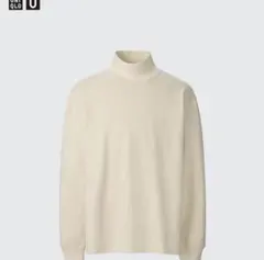 UNIQLO ブラッシュドモックネックTシャツ　新品未使用　ベージュLサイズ