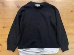 GLOBAL WORK ブラック レイヤード風トレーナー 長袖 キッズ 140