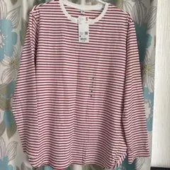 UNIQLO 白赤ストライプ 長袖Tシャツ M