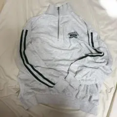 ハーフジップ スウェット グレー 袖ライン