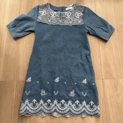 dazzlin デニムブルー 半袖ワンピース