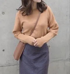 LAULEN sleeve rib knit オレンジ