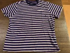 HUF XL 紫と白のストライプ Tシャツ