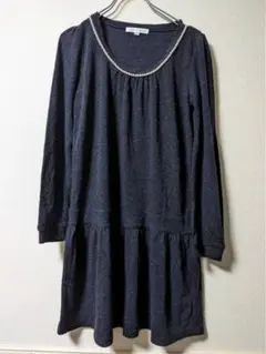 KLEIN PLUS　チュニックワンピース　ニット　襟元パール　M　サイズ38