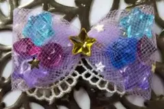 犬　小さなお子様　ヘアアクセサリー　リボン　星型ビーズ