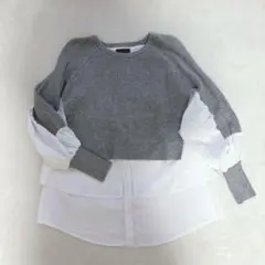 ラジエム◇ドッキングニット レイヤード バルーン袖 miu系穿搭 ワンホン M