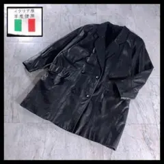 イタリア産 羊革 レザー テーラード ジャケット コート ダブル ペイズリー裏地