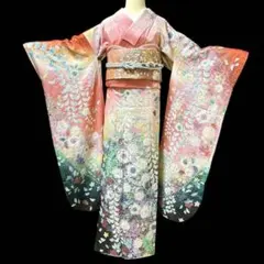 A 46美品絞り辻ヶ花振袖4点セット　銀通　卒業式　結婚式 パーディ　正絹