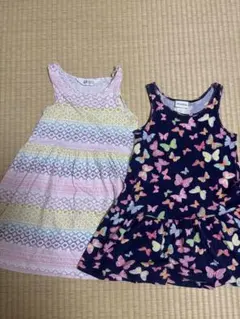 H&M ノースリーブ ワンピース 2枚セット 100 110 蝶のサムネイル