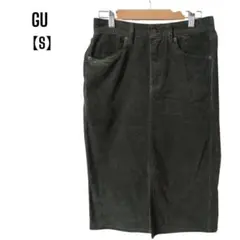 【GU／ジーユー】タイトスカート　ひざ丈　コーデュロイ　カーキ　 Sサイズ