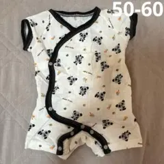 パンダ柄　ロンパース　半袖　50-60