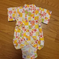 80 サイズ 甚平 花柄チェック