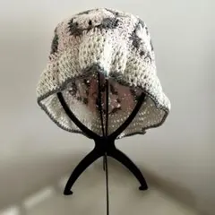 ハンドメイド　グラニースクエア　バケハ　クロシェハット　バケットハット