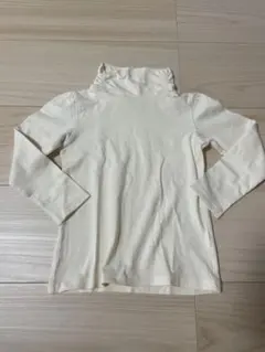 アイボリー タートルネック長袖Tシャツ