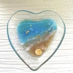 海辺のレジンアート ハート型オブジェ